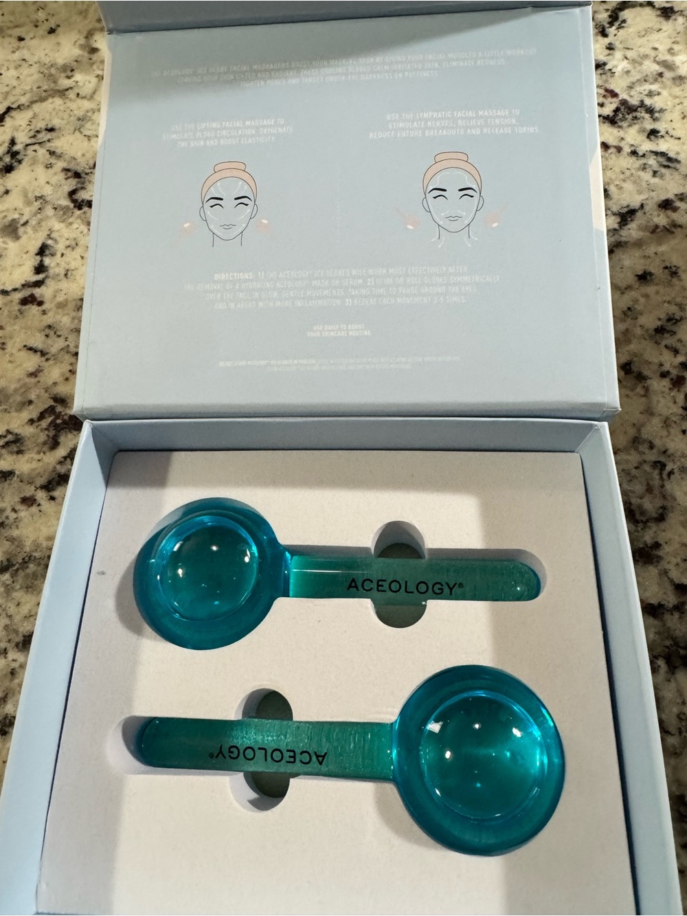 Aceology Glass Facial Massage Globes - Teal